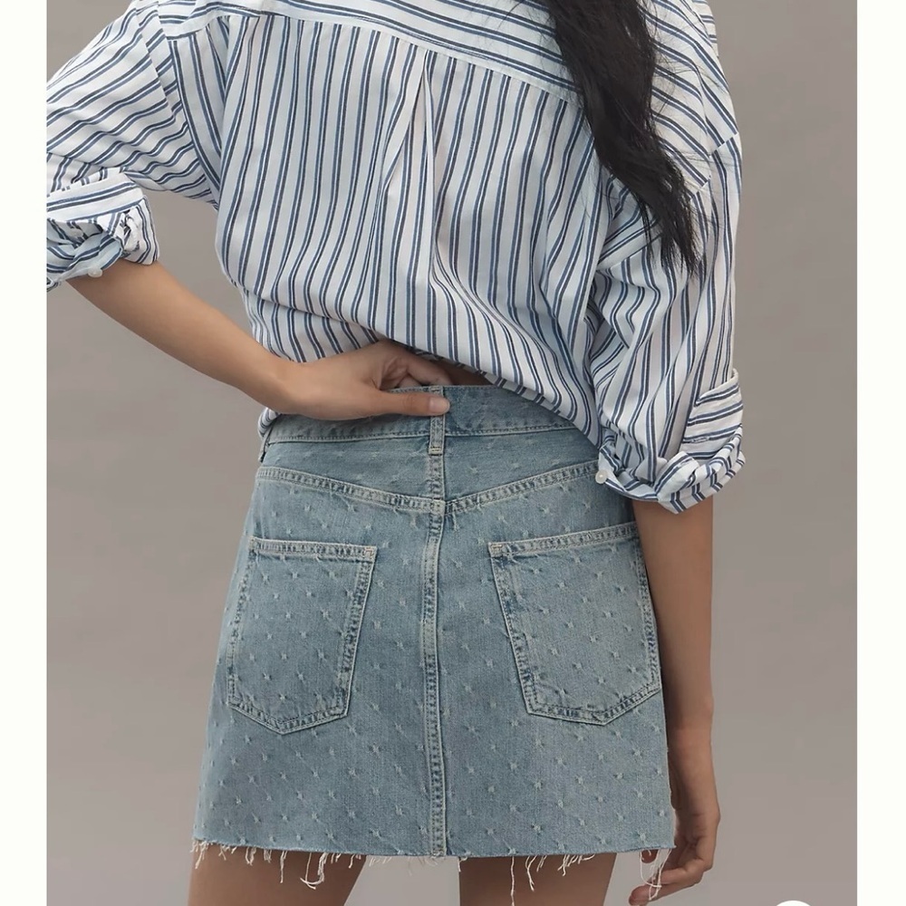 NWT ANTHROPOLOGIE PILCRO JACQUARD DENIM MINI SKIRT SIZE 10 - Picture 2 of 13